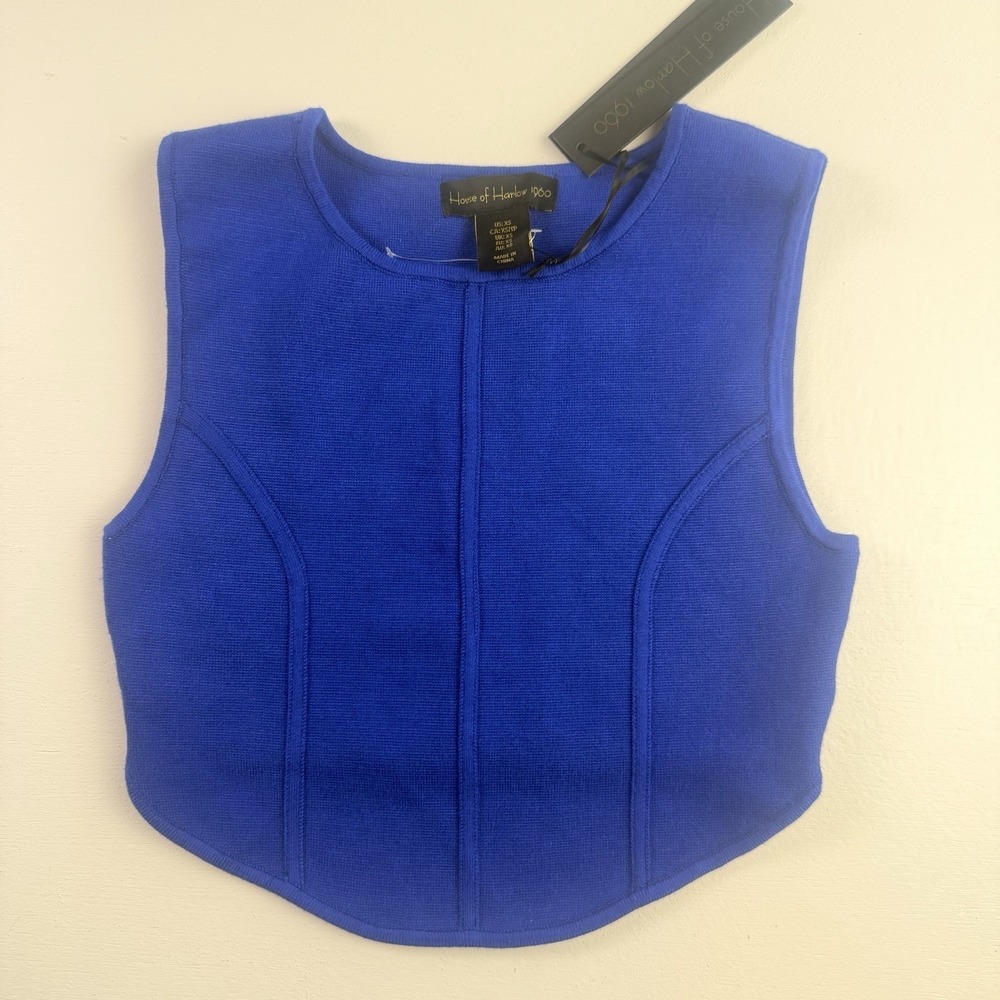 NWT House of Harlow 1960  Crop Top Sleeveless Knit Royal Blue Size X-Small‎